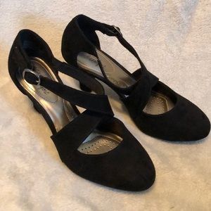 Black suede heel